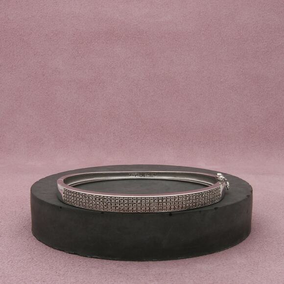 victoria townsend sterling silver pave diamond bangle bracelet size 7.25in - Picture 1 of 3